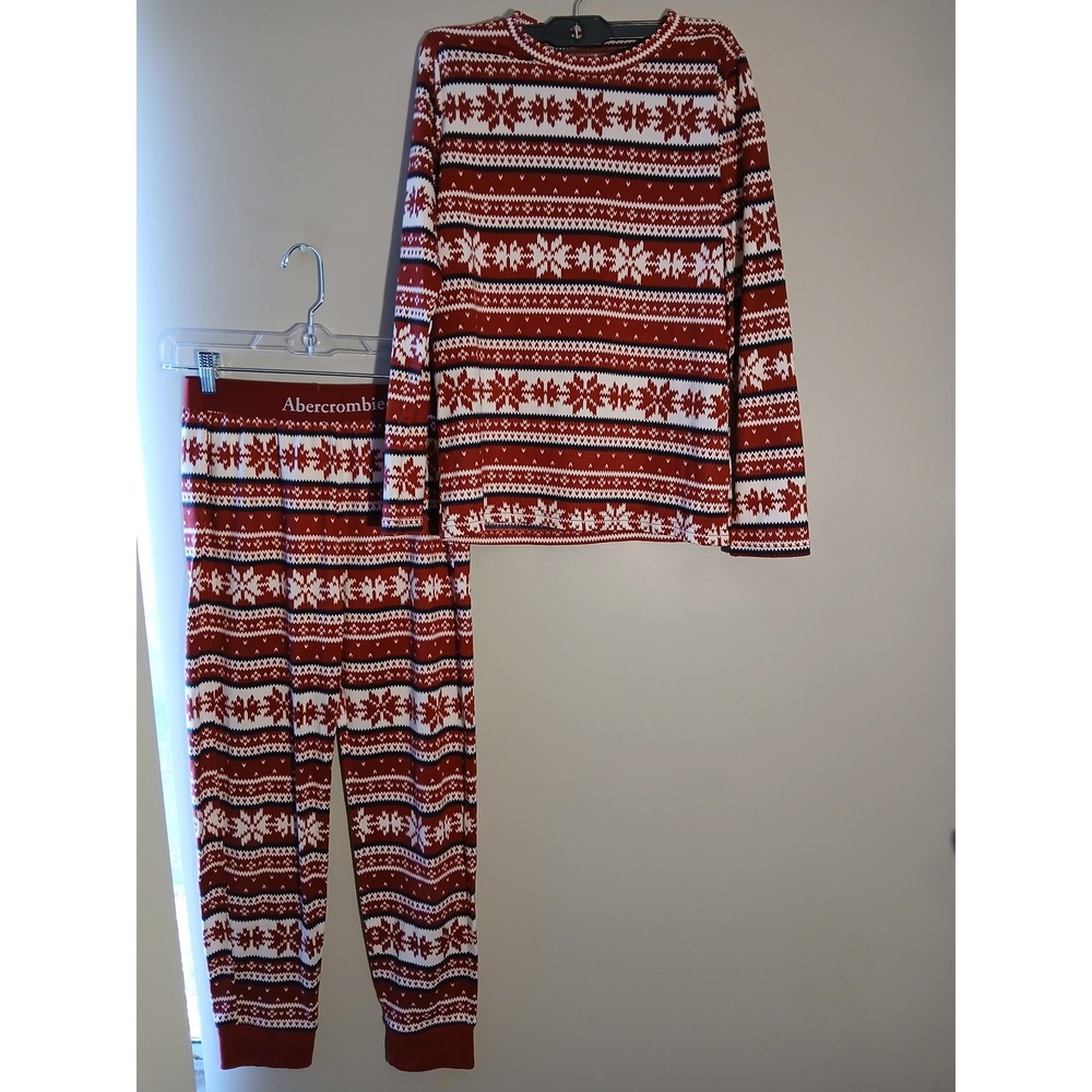 Abercrombie Kids Red Snowflake  Pajamas Set Long Sleeve Pants Size‎ 13 14